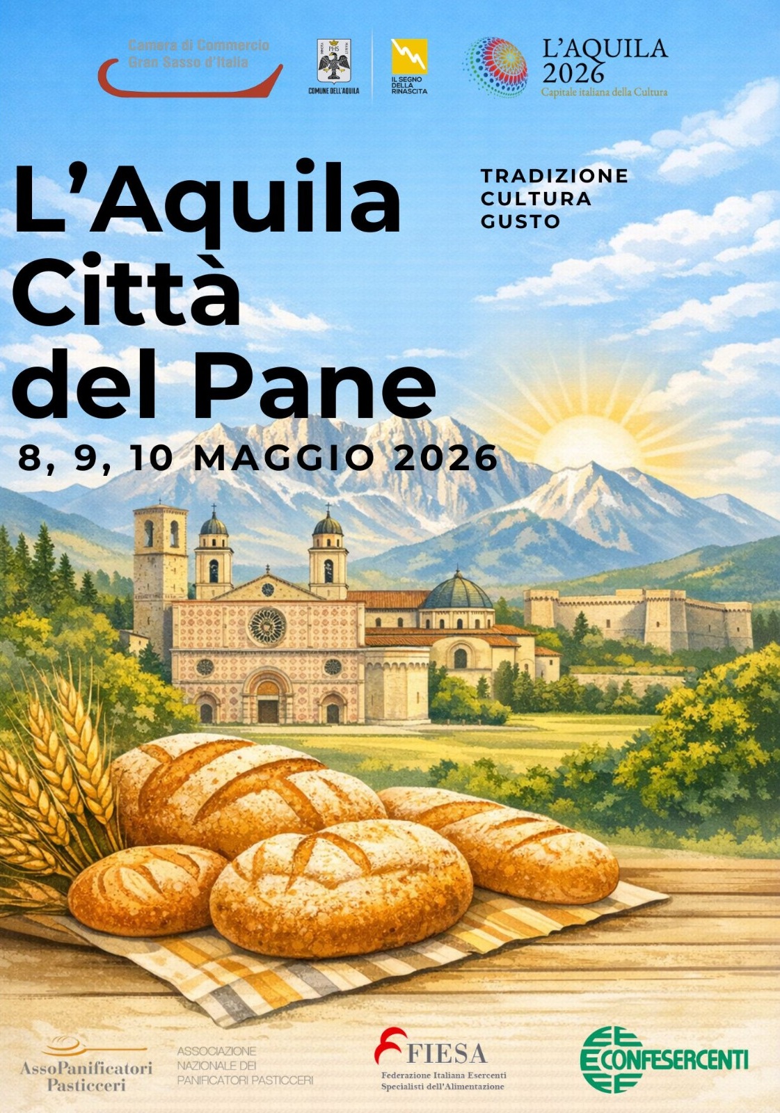 Fiesa e Assopanificatori Confesercenti, a maggio “L’Aquila Città del Pane”